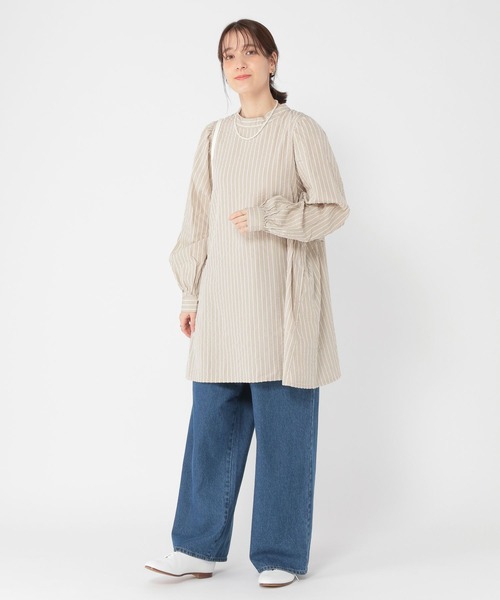 studio CLIP（スタディオクリップ）の「モールストライプチュニック（チュニック・レディース・ベージュ/グレー・FREE）」の13枚目の写真