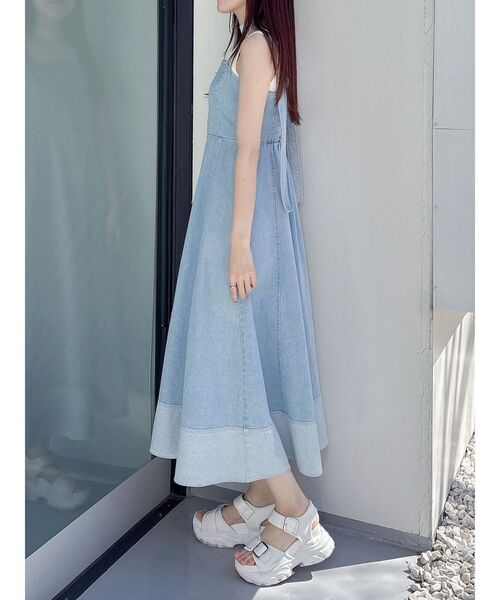 セール】ヘムデザインデニムキャミワンピース（ワンピース