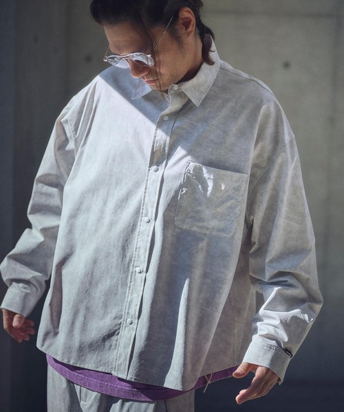 ブラウス シャツ 「ADAMPATEK/アダムパテック」uneven dyeing  shirt  むら染めプリントシャツ レディース メンズ ADAM PATEK シャツ 「ADAMPATEK/アダムパテック」uneven dyeing