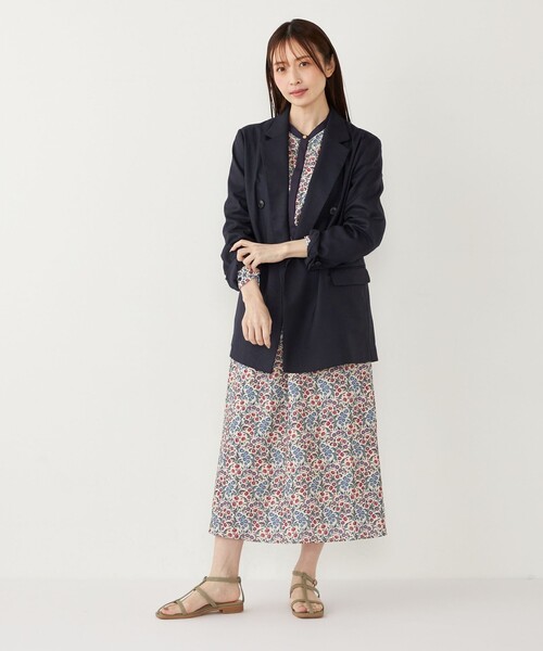 【極美品】SHIPS　シップス　手洗い可能　フラワー プリント 配色 ブラウス セール】SHIPS Colors:〈手洗い可能〉ジャカード フラワー