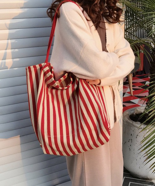 ストライプ柄布トートバッグ（トートバッグ）｜IRADOWL（アイラドール