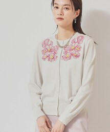 ◆【SS～Lサイズ展開／リボン＆ビーズ刺繍】クラフトニットカーディガン