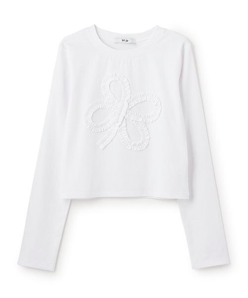 Mi-je(ミジェ)の「モチーフフリル長袖Tシャツ【韓国ファッション】(Tシャツ/カットソー・レディース・オフホワイト/グレー・F)」の3枚目の写真