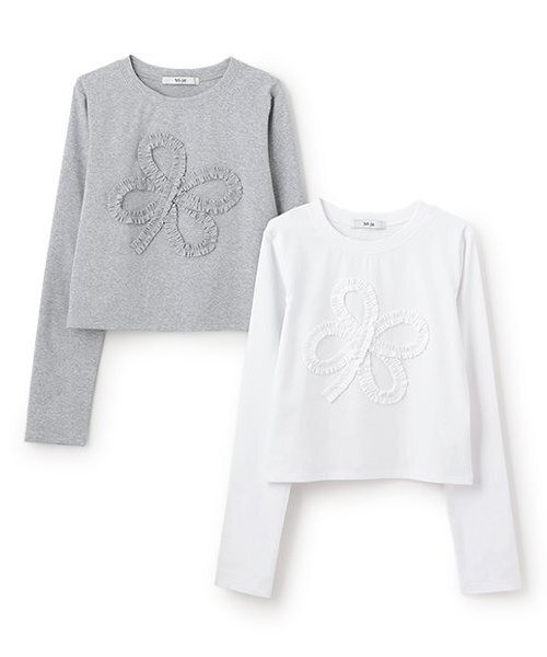 Mi-je(ミジェ)の「モチーフフリル長袖Tシャツ【韓国ファッション】(Tシャツ/カットソー・レディース・オフホワイト/グレー・F)」の13枚目の写真