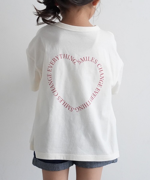 PUPPAPUPO（プッパプーポ）の「オーバーサイズ 半袖 Tシャツ（Tシャツ/カットソー・キッズ・チャコールグレー/ベージュ/アイボリー/グレイッシュベージュ/ホワイト×レッド/ミント/チャコール/モカ/グリーン系その他/グレー×ホワイト・120/80/130/90/100/110）」の2枚目の写真