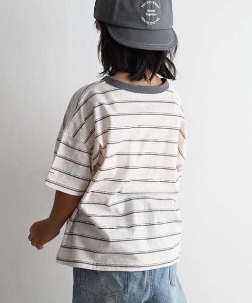 PUPPAPUPO（プッパプーポ）の「オーバーサイズ 半袖 Tシャツ（Tシャツ/カットソー・キッズ・チャコールグレー/ベージュ/アイボリー/グレイッシュベージュ/ホワイト×レッド/ミント/チャコール/モカ/グリーン系その他/グレー×ホワイト・120/80/130/90/100/110）」の18枚目の写真