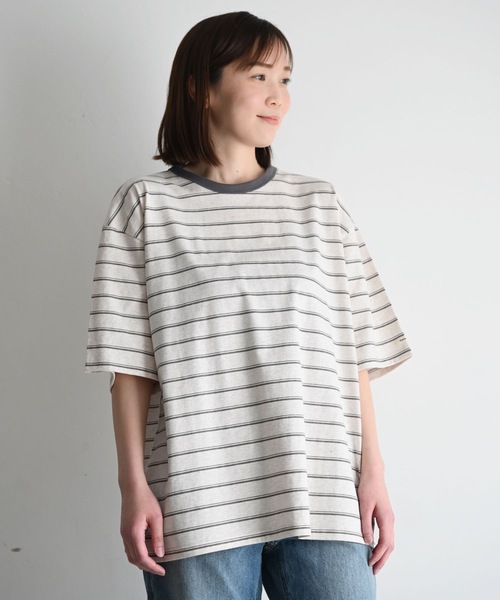 PUPPAPUPO（プッパプーポ）の「オーバーサイズ 半袖 Tシャツ（Tシャツ/カットソー・キッズ・チャコールグレー/ベージュ/アイボリー/グレイッシュベージュ/ホワイト×レッド/ミント/チャコール/モカ/グリーン系その他/グレー×ホワイト・120/80/130/90/100/110）」の20枚目の写真