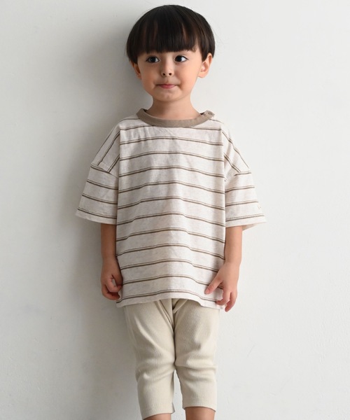 PUPPAPUPO（プッパプーポ）の「オーバーサイズ 半袖 Tシャツ（Tシャツ/カットソー・キッズ・チャコールグレー/ベージュ/アイボリー/グレイッシュベージュ/ホワイト×レッド/ミント/チャコール/モカ/グリーン系その他/グレー×ホワイト・120/80/130/90/100/110）」の22枚目の写真