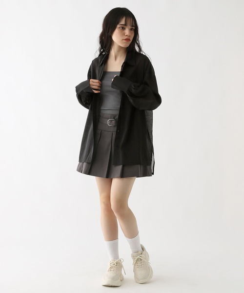 GLOBAL WORK（グローバルワーク）の「ルーズシャツ＊キャミSET/AND YUA ANY/284512（シャツ/ブラウス・キッズ・ブラック/アイボリー/サックスブルー・FREE）」の8枚目の写真