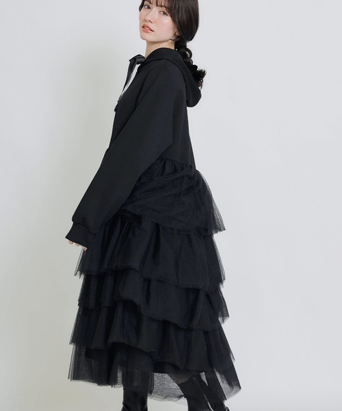 PICCIN PERLA（ピッチンペルラ）の「ティアードチュールダンボールワンピース（ワンピース・レディース・オフホワイト/ブラック・M）」の2枚目の写真