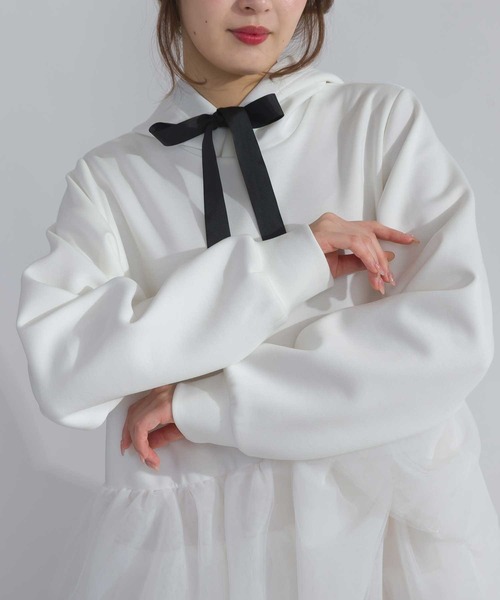 PICCIN PERLA（ピッチンペルラ）の「ティアードチュールダンボールワンピース（ワンピース・レディース・オフホワイト/ブラック・M）」の4枚目の写真