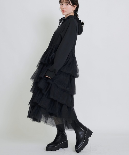 PICCIN PERLA（ピッチンペルラ）の「ティアードチュールダンボールワンピース（ワンピース・レディース・オフホワイト/ブラック・M）」の17枚目の写真