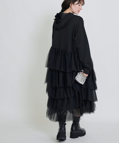 PICCIN PERLA（ピッチンペルラ）の「ティアードチュールダンボールワンピース（ワンピース・レディース・オフホワイト/ブラック・M）」の18枚目の写真