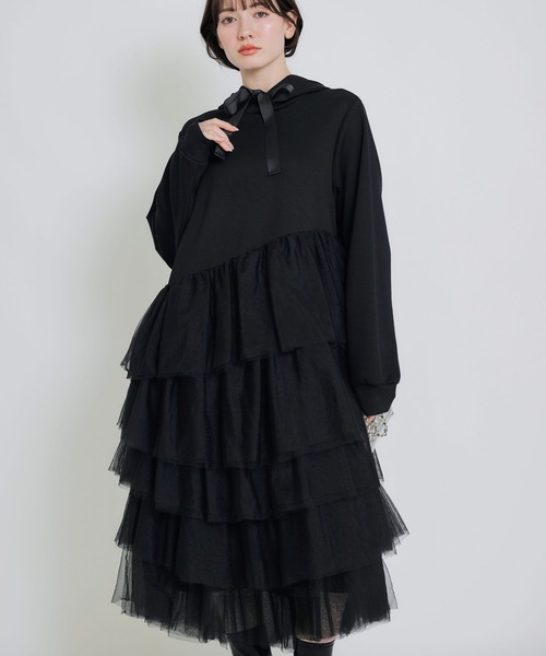 PICCIN PERLA（ピッチンペルラ）の「ティアードチュールダンボールワンピース（ワンピース・レディース・オフホワイト/ブラック・M）」の16枚目の写真