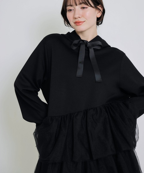 PICCIN PERLA（ピッチンペルラ）の「ティアードチュールダンボールワンピース（ワンピース・レディース・オフホワイト/ブラック・M）」の15枚目の写真