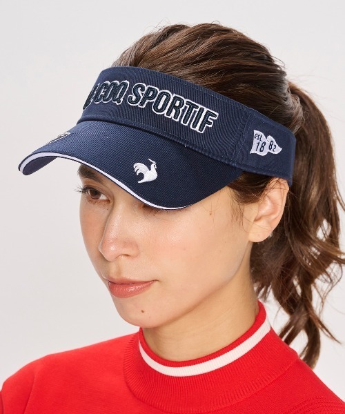 le coq sportif GOLF(ルコックスポルティフゴルフ)の「【le coq sportif GOLF】定番ロゴサンバイザーゴルフキャップ(サンバイザー・レディース・ブラック/ネイビー系1/ピンク/ホワイト/ベージュ/ネイビー/ホワイト系その他/サックスブルー・F)」の1枚目の写真