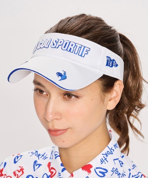 le coq sportif GOLF(ルコックスポルティフゴルフ)の「【le coq sportif GOLF】定番ロゴサンバイザーゴルフキャップ(サンバイザー・レディース・ブラック/ネイビー系1/ピンク/ホワイト/ベージュ/ネイビー/ホワイト系その他/サックスブルー・F)」の2枚目の写真