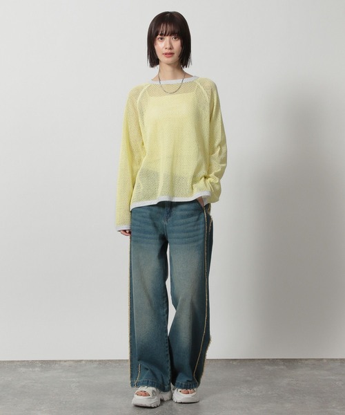 LAKOLE（ラコレ）の「ラグランメッシュプルオーバー長袖 / 322600（Tシャツ/カットソー・レディース・イエロー/アイボリー/ブラック・FREE）」の14枚目の写真