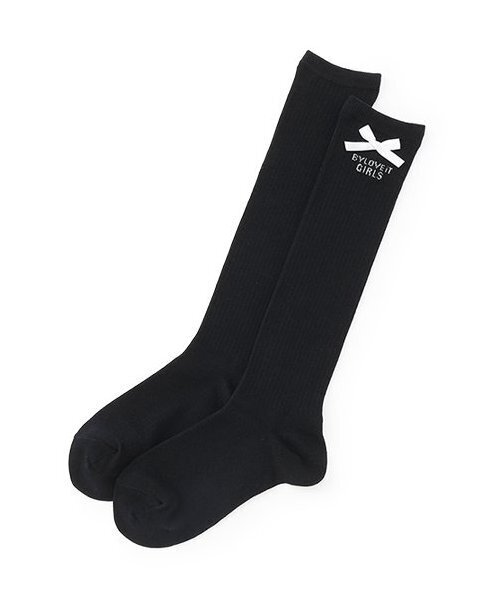 by LOVEiT（バイラビット）の「リボンつきハイソックス（ソックス/靴下・キッズ・オフホワイト/ブラック/ラベンダー・M/L）」の2枚目の写真