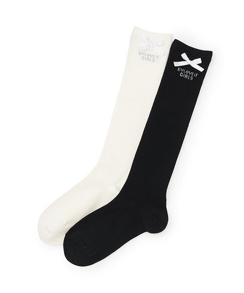 by LOVEiT（バイラビット）の「リボンつきハイソックス（ソックス/靴下・キッズ・オフホワイト/ブラック/ラベンダー・M/L）」の7枚目の写真