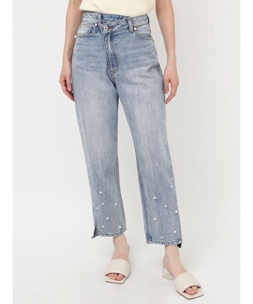 LAGUNAMOON(ラグナムーン)の「パール付きウエストアシメデザインデニム(デニムパンツ・レディース・ライトブルー・SMALL/MEDIUM)」の14枚目の写真