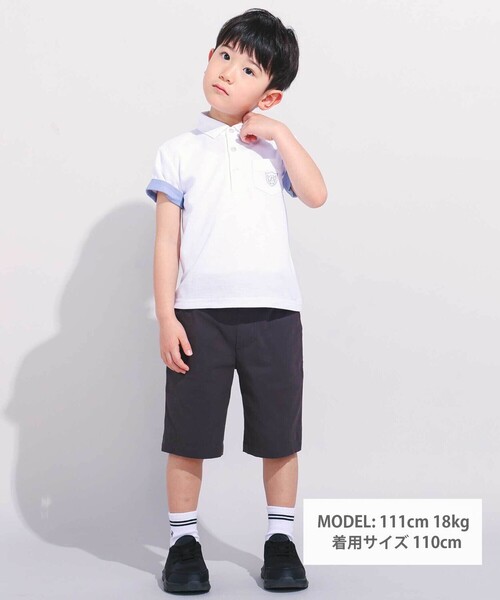 BeBe（ベベ）の「カノコエンブレム刺しゅう半袖ポロシャツ(80~150cm)（ポロシャツ・キッズ・ホワイト/ネイビー・120cm/130cm/110cm/150cm/100cm/140cm）」の3枚目の写真