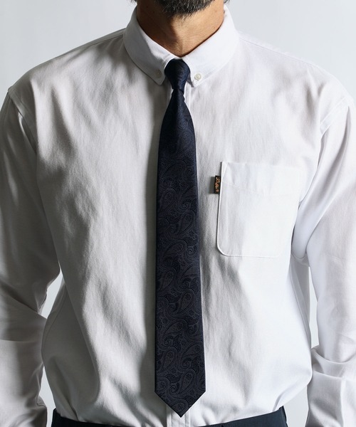 The DUFFER of ST.GEORGE（ザダファーオブセントジョージ）の「DUFFER ORIGINAL PAISLEY×SOLID TIE：DUFFERオリジナル ペイズリータイ（ネクタイ・メンズ・ネイビー/バーガンディー/グレー・F）」の2枚目の写真