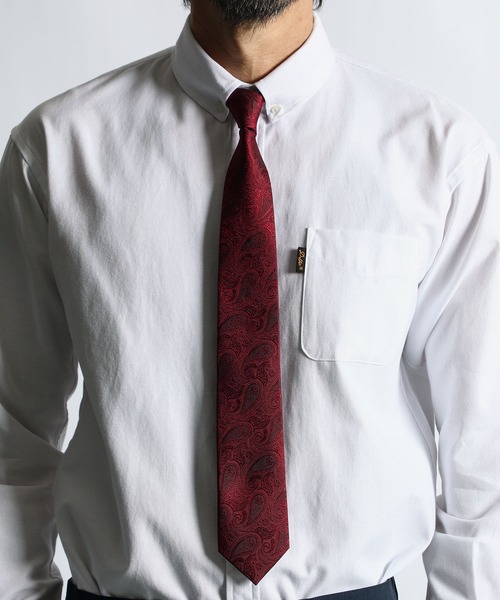 The DUFFER of ST.GEORGE（ザダファーオブセントジョージ）の「DUFFER ORIGINAL PAISLEY×SOLID TIE：DUFFERオリジナル ペイズリータイ（ネクタイ・メンズ・ネイビー/バーガンディー/グレー・F）」の3枚目の写真