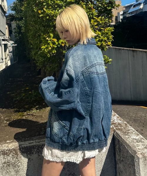 A'gem（エージェム）の「A'GEM/9 × .kom 『A'gem/エージェム』 デニム切り替えブルゾン（ブルゾン・レディース・ブラック/ブルー・FREE）」の5枚目の写真