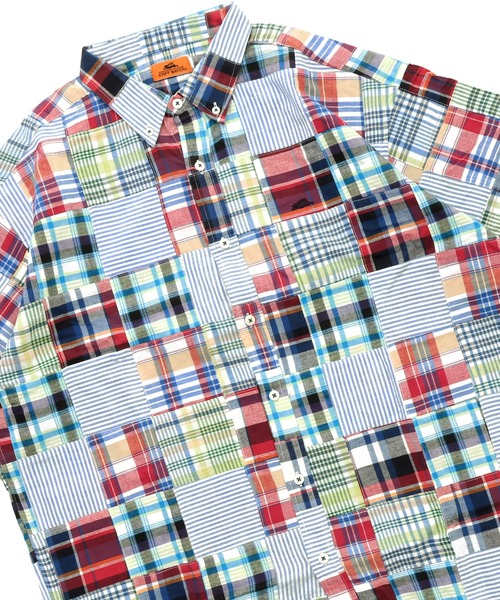 KRIFF MAYER(クリフメイヤー)の「【綿100%】パッチワークリラックスシャツ(シャツ/ブラウス・メンズ・レッド/グリーン/ネイビー/オフホワイト・MEDIUM/LARGE/X-LARGE)」の4枚目の写真