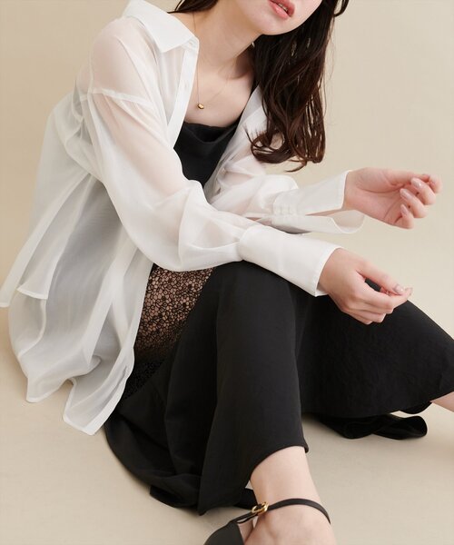 natural couture（ナチュラルクチュール）の「【大人ナチュ】バックフレアシャツ（シャツ/ブラウス・レディース・チャコールグレー/オフホワイト/ピンク・FREE）」の17枚目の写真