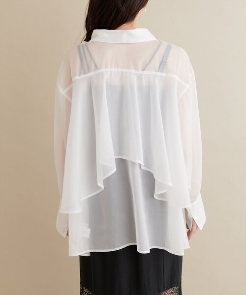 natural couture（ナチュラルクチュール）の「【大人ナチュ】バックフレアシャツ（シャツ/ブラウス・レディース・チャコールグレー/オフホワイト/ピンク・FREE）」の8枚目の写真