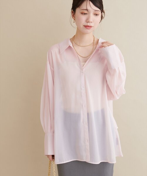 ナチュラルクチュール　バックフレアシャツ　ピンク big collar flare shirt / ビッグカラーフレアシャツ（シャツ