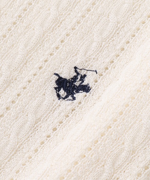 BEVERLY HILLS POLO CLUB(ビバリーヒルズポロクラブ)の「【BEVERLY HILLS POLO CLUB/ビバリーヒルズポロクラブ】 ケーブル編みポニー刺繍サマーニット(ニット/セーター・レディース・サックスブルー/オフホワイト/ネイビー・M)」の5枚目の写真