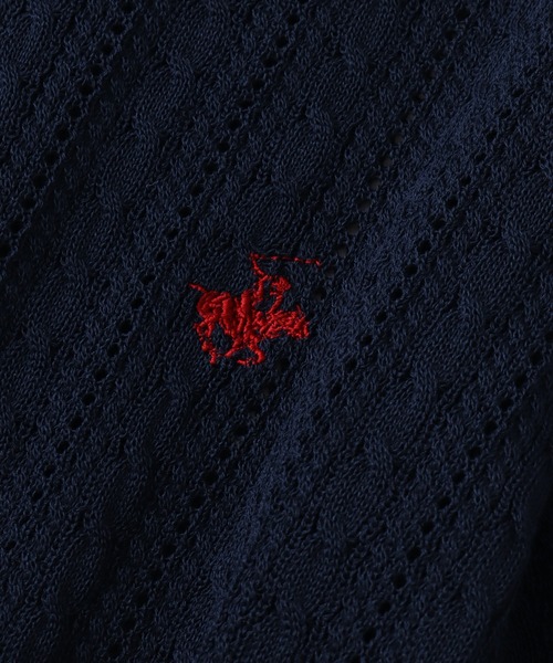 BEVERLY HILLS POLO CLUB(ビバリーヒルズポロクラブ)の「【BEVERLY HILLS POLO CLUB/ビバリーヒルズポロクラブ】 ケーブル編みポニー刺繍サマーニット(ニット/セーター・レディース・サックスブルー/オフホワイト/ネイビー・M)」の7枚目の写真