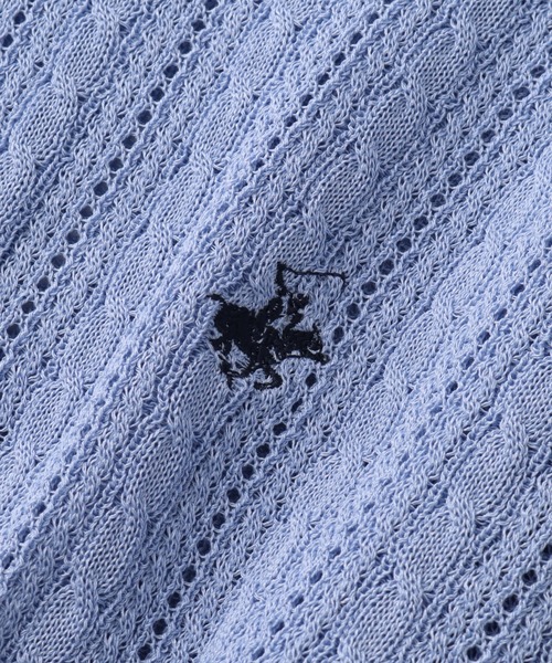 BEVERLY HILLS POLO CLUB(ビバリーヒルズポロクラブ)の「【BEVERLY HILLS POLO CLUB/ビバリーヒルズポロクラブ】 ケーブル編みポニー刺繍サマーニット(ニット/セーター・レディース・サックスブルー/オフホワイト/ネイビー・M)」の9枚目の写真