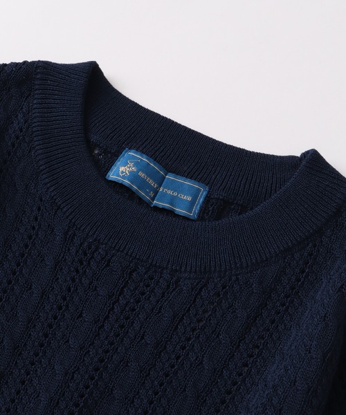 BEVERLY HILLS POLO CLUB(ビバリーヒルズポロクラブ)の「【BEVERLY HILLS POLO CLUB/ビバリーヒルズポロクラブ】 ケーブル編みポニー刺繍サマーニット(ニット/セーター・レディース・サックスブルー/オフホワイト/ネイビー・M)」の11枚目の写真