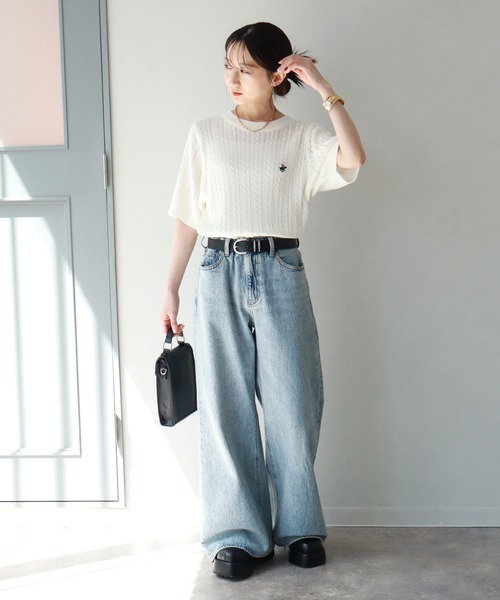 BEVERLY HILLS POLO CLUB(ビバリーヒルズポロクラブ)の「【BEVERLY HILLS POLO CLUB/ビバリーヒルズポロクラブ】 ケーブル編みポニー刺繍サマーニット(ニット/セーター・レディース・サックスブルー/オフホワイト/ネイビー・M)」の21枚目の写真