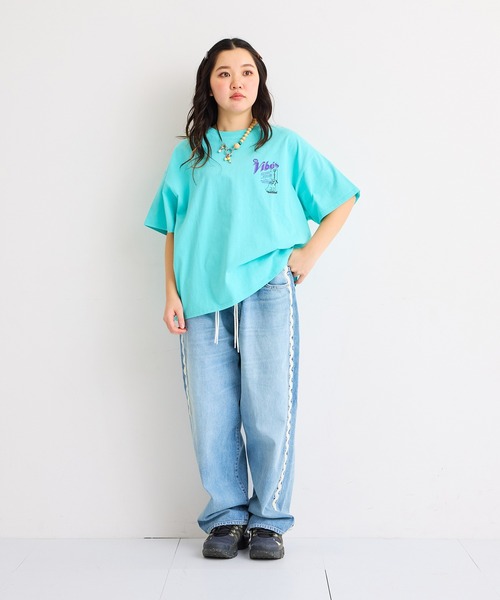 SIVA avis ビックTシャツ カットソー ブルー系 M SIVA avis ビックTシャツ カットソー ブルー系 M Kilka×assiette涼しく