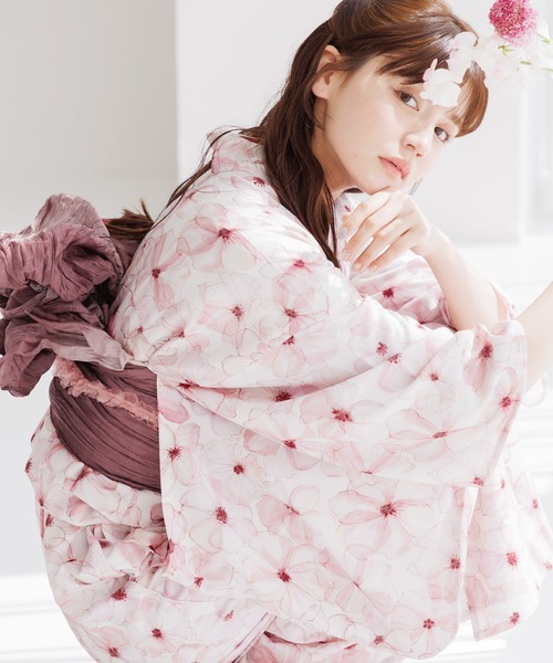 かんたん着付け】ワンピース浴衣3点セット(羽織り・ワンピース・帯