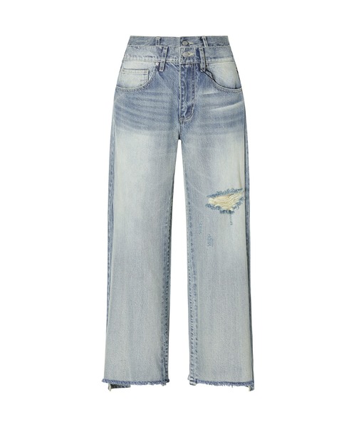 JNBY（ジェーエヌビーワイ）の「Double-waist Deconstructed Wide-leg Jeans / ダブルウエストジーンズ（デニムパンツ・レディース・ブルー・36）」の7枚目の写真