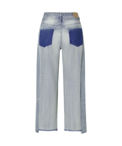 JNBY（ジェーエヌビーワイ）の「Double-waist Deconstructed Wide-leg Jeans / ダブルウエストジーンズ（デニムパンツ・レディース・ブルー・36）」の8枚目の写真