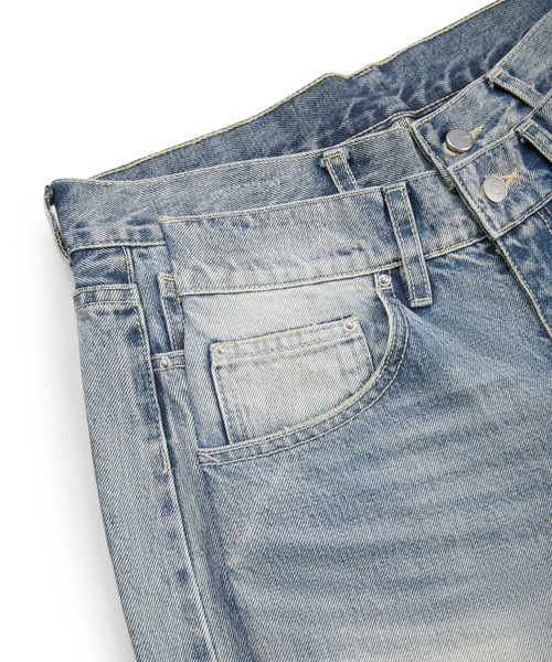 JNBY（ジェーエヌビーワイ）の「Double-waist Deconstructed Wide-leg Jeans / ダブルウエストジーンズ（デニムパンツ・レディース・ブルー・36）」の9枚目の写真