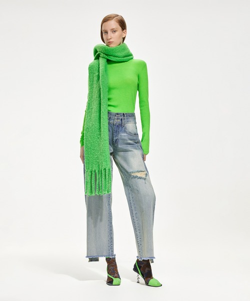 JNBY（ジェーエヌビーワイ）の「Double-waist Deconstructed Wide-leg Jeans / ダブルウエストジーンズ（デニムパンツ・レディース・ブルー・36）」の2枚目の写真