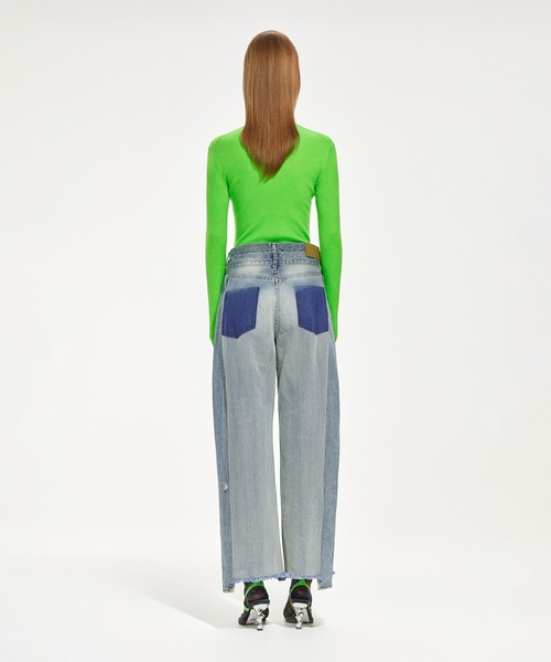 JNBY（ジェーエヌビーワイ）の「Double-waist Deconstructed Wide-leg Jeans / ダブルウエストジーンズ（デニムパンツ・レディース・ブルー・36）」の3枚目の写真