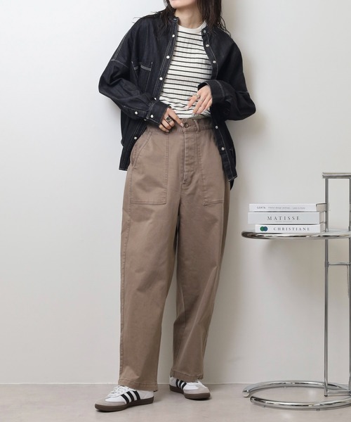 RAKUTAO90347パラスパレスフレンチドリル染料顔料染ワイドパンツ 製品染めバックサテンワイドパンツ | wagona（ワゴナ） ｜【公式