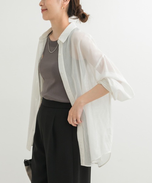 URBAN RESEARCH DOORS(アーバンリサーチドアーズ)の「メッシュシャツ(シャツ/ブラウス・レディース・オフホワイト・MEDIUM)」の1枚目の写真