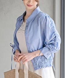 rps | シャーリングドロスト５分袖ブラウス(シャツ/ブラウス)