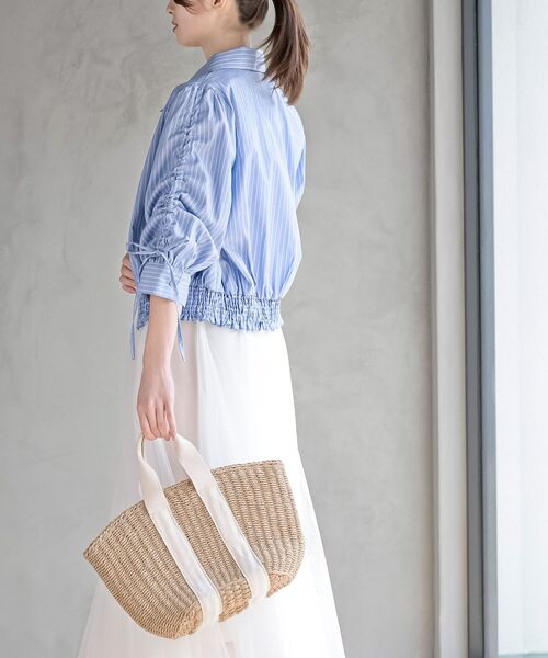 rps（アールピーエス）の「シャーリングドロスト５分袖ブラウス（シャツ/ブラウス・レディース・サックスブルー/ブルー/イエロー・フリー）」の6枚目の写真