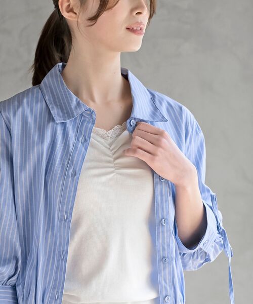 rps（アールピーエス）の「シャーリングドロスト５分袖ブラウス（シャツ/ブラウス・レディース・サックスブルー/ブルー/イエロー・フリー）」の8枚目の写真